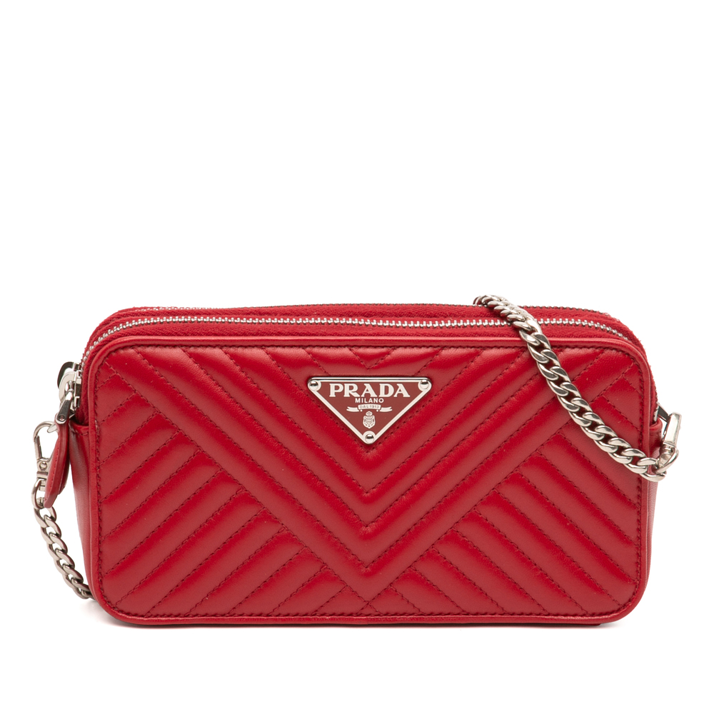 Pre-Loved Prada Mini Soft Calf Impunture Diagramme Double Zip Bag